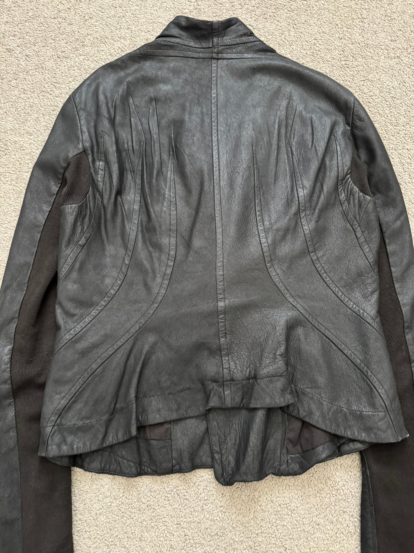 Rick Owens Mainline Lamb Leather Cropped Kimono Jacket