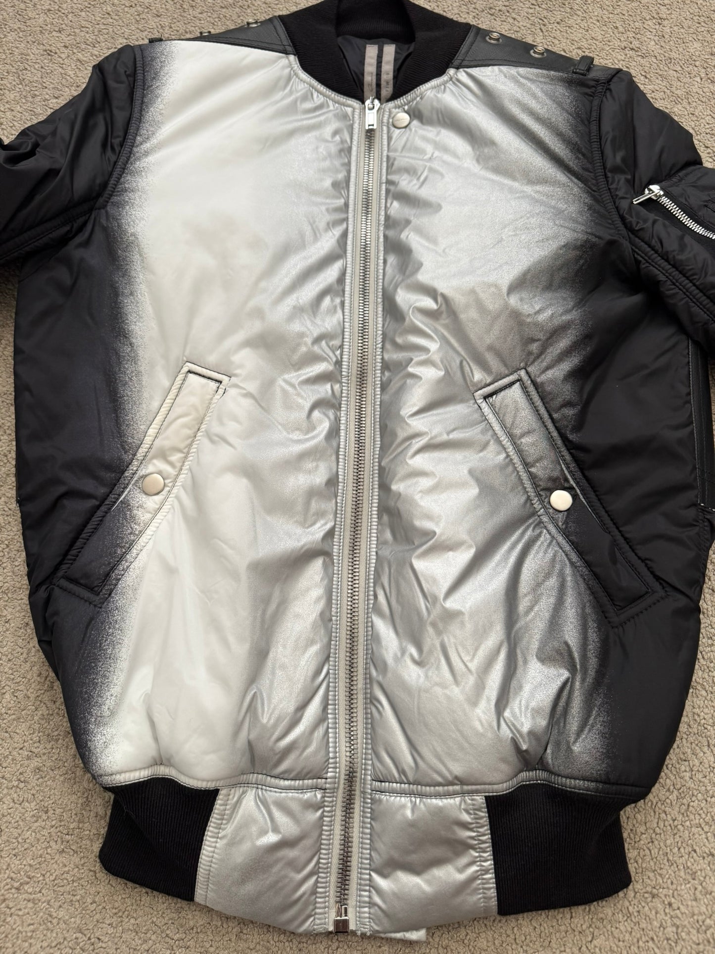 FW19 Rick Owens Mainline "Larry" Hybrid Gradient Bomber Jacket