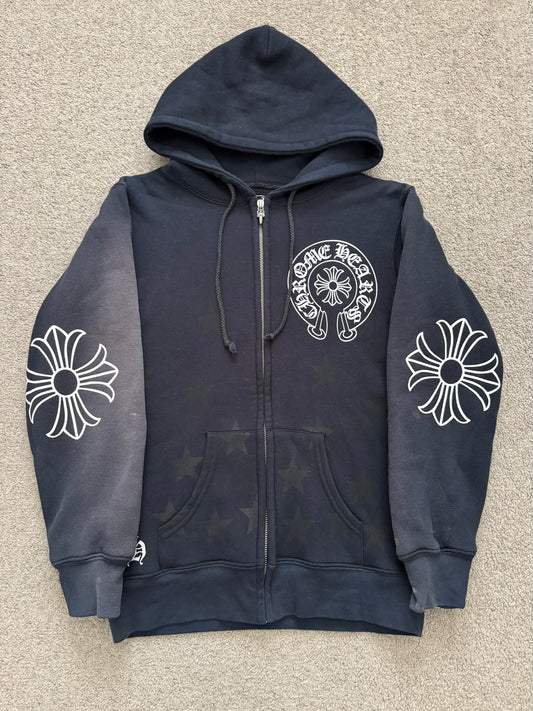 Vintage Chrome Hearts Thermal Scroll & Stars Dagger Zip Up Hoodie