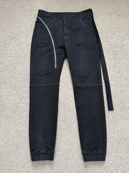 FW23 Rick Owens DRKSHDW Black Waxed Aircut Jogger Denim Jeans