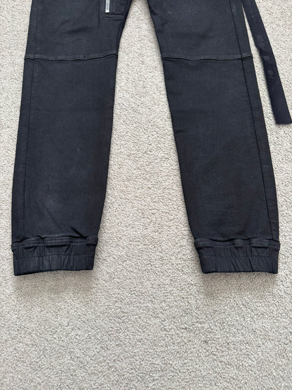 FW23 Rick Owens DRKSHDW Black Waxed Aircut Jogger Denim Jeans