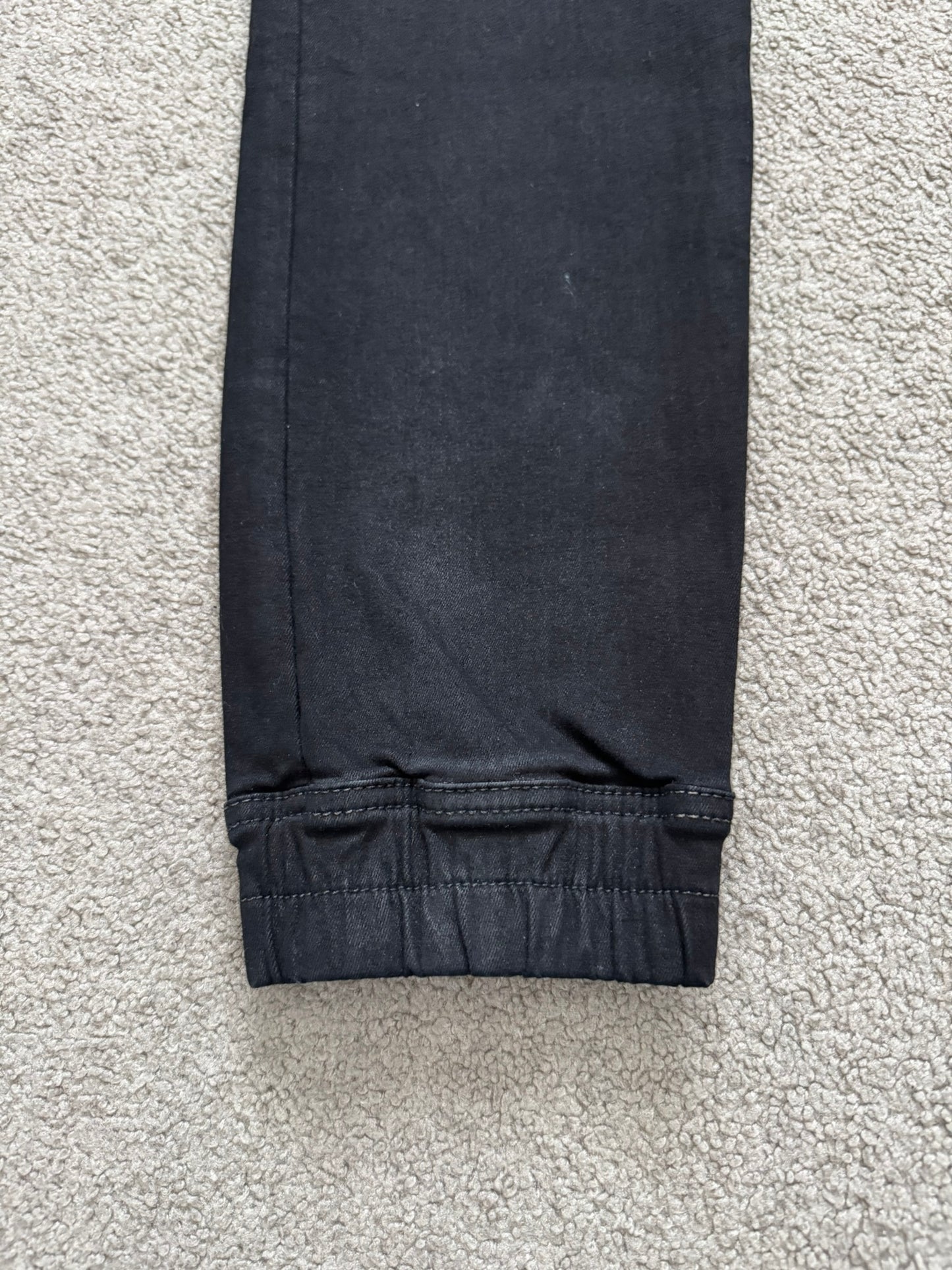 FW23 Rick Owens DRKSHDW Black Waxed Aircut Jogger Denim Jeans