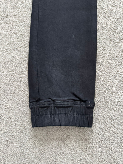 FW23 Rick Owens DRKSHDW Black Waxed Aircut Jogger Denim Jeans
