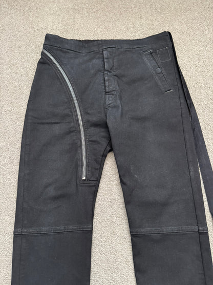FW23 Rick Owens DRKSHDW Black Waxed Aircut Jogger Denim Jeans