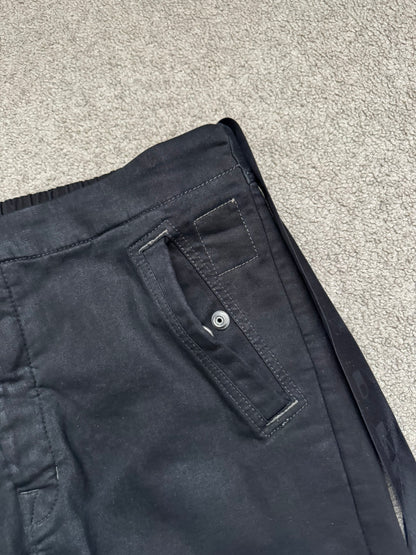 FW23 Rick Owens DRKSHDW Black Waxed Aircut Jogger Denim Jeans