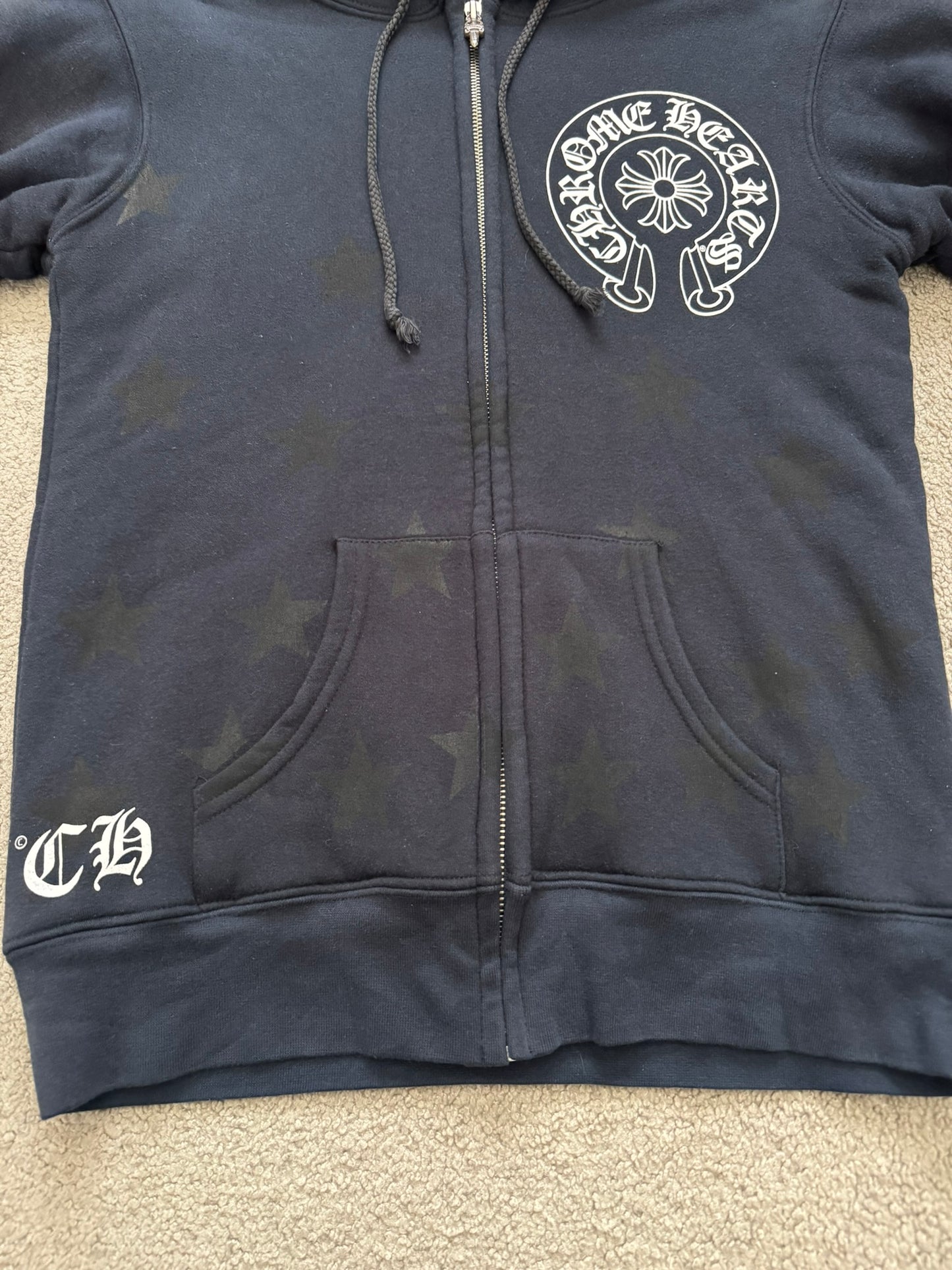 Vintage Chrome Hearts Thermal Scroll & Stars Dagger Zip Up Hoodie
