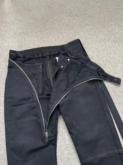 FW23 Rick Owens DRKSHDW Black Waxed Aircut Jogger Denim Jeans