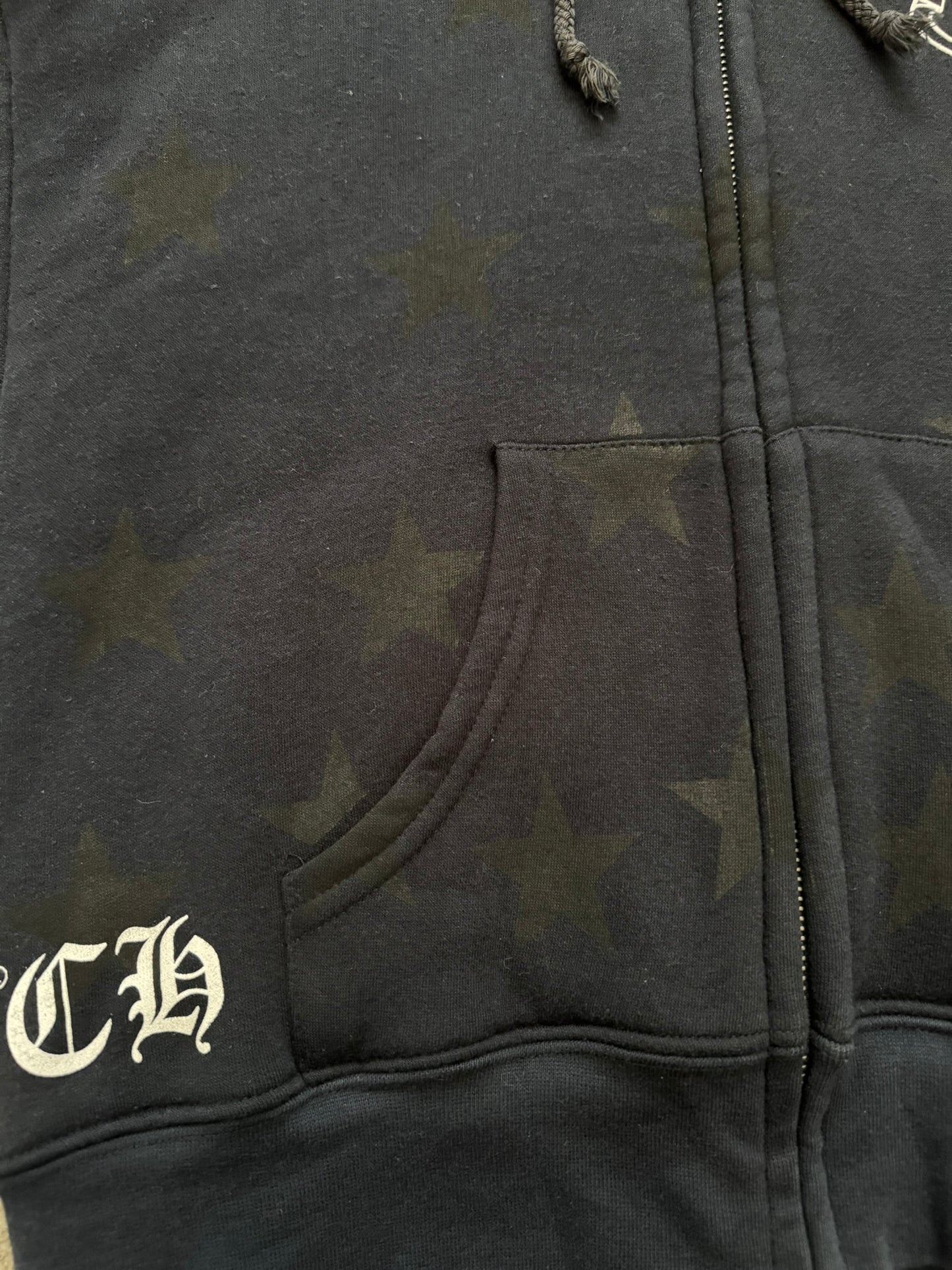 Vintage Chrome Hearts Thermal Scroll & Stars Dagger Zip Up Hoodie