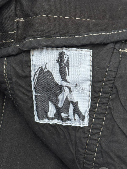 FW23 Rick Owens DRKSHDW Black Waxed Aircut Jogger Denim Jeans