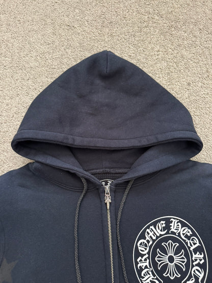 Vintage Chrome Hearts Thermal Scroll & Stars Dagger Zip Up Hoodie