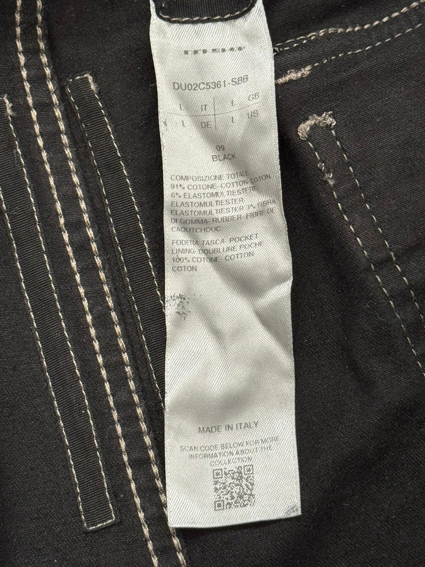 FW23 Rick Owens DRKSHDW Black Waxed Aircut Jogger Denim Jeans