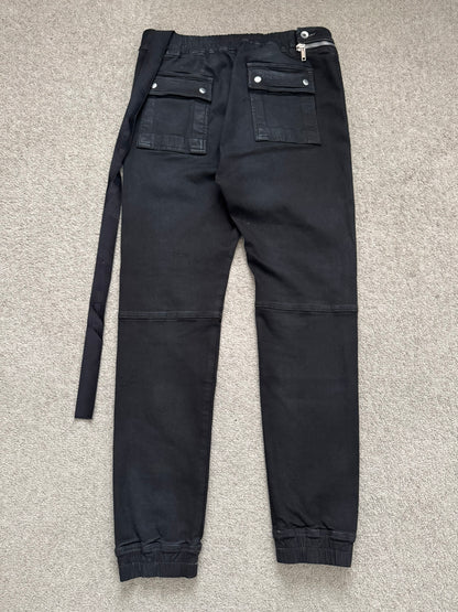 FW23 Rick Owens DRKSHDW Black Waxed Aircut Jogger Denim Jeans