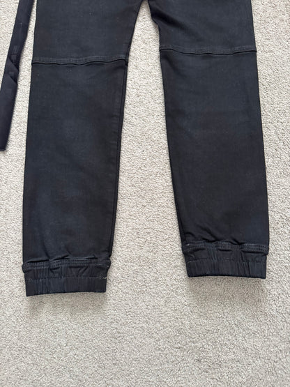 FW23 Rick Owens DRKSHDW Black Waxed Aircut Jogger Denim Jeans