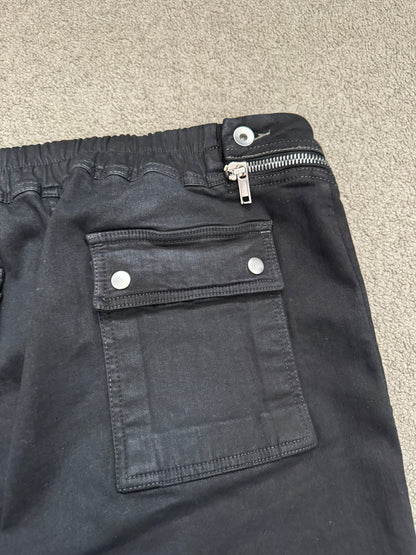 FW23 Rick Owens DRKSHDW Black Waxed Aircut Jogger Denim Jeans