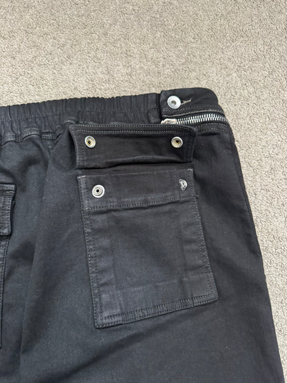 FW23 Rick Owens DRKSHDW Black Waxed Aircut Jogger Denim Jeans