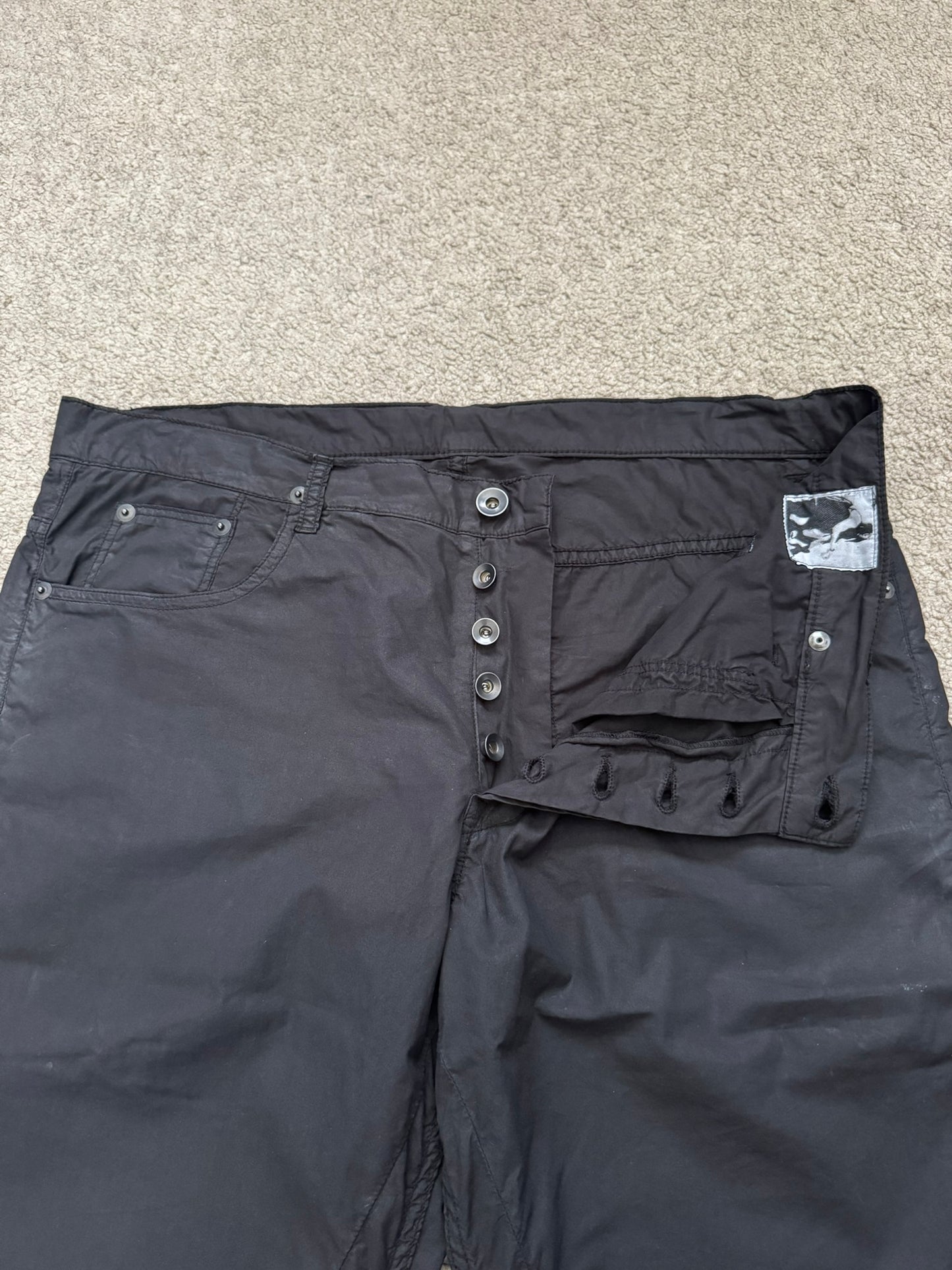 2000s Rick Owens DRKSHDW Black Lightweight Poplin Pants