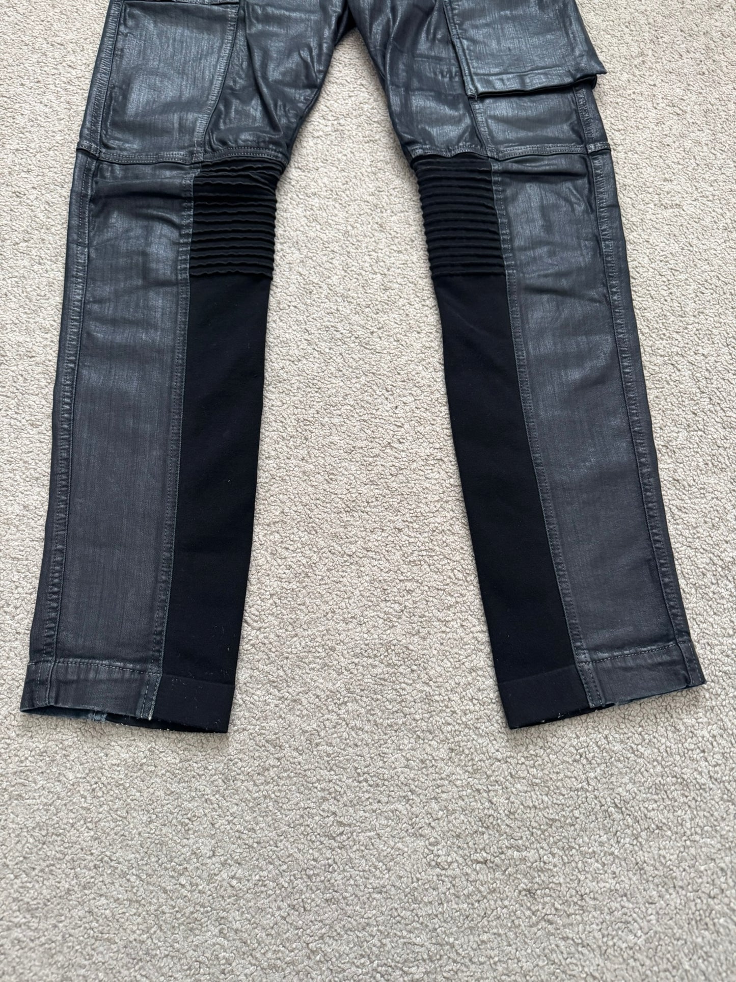 SS16 Rick Owens DRKSHDW Black Waxed Memphis Biker Denim Jeans