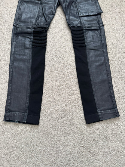 SS16 Rick Owens DRKSHDW Black Waxed Memphis Biker Denim Jeans