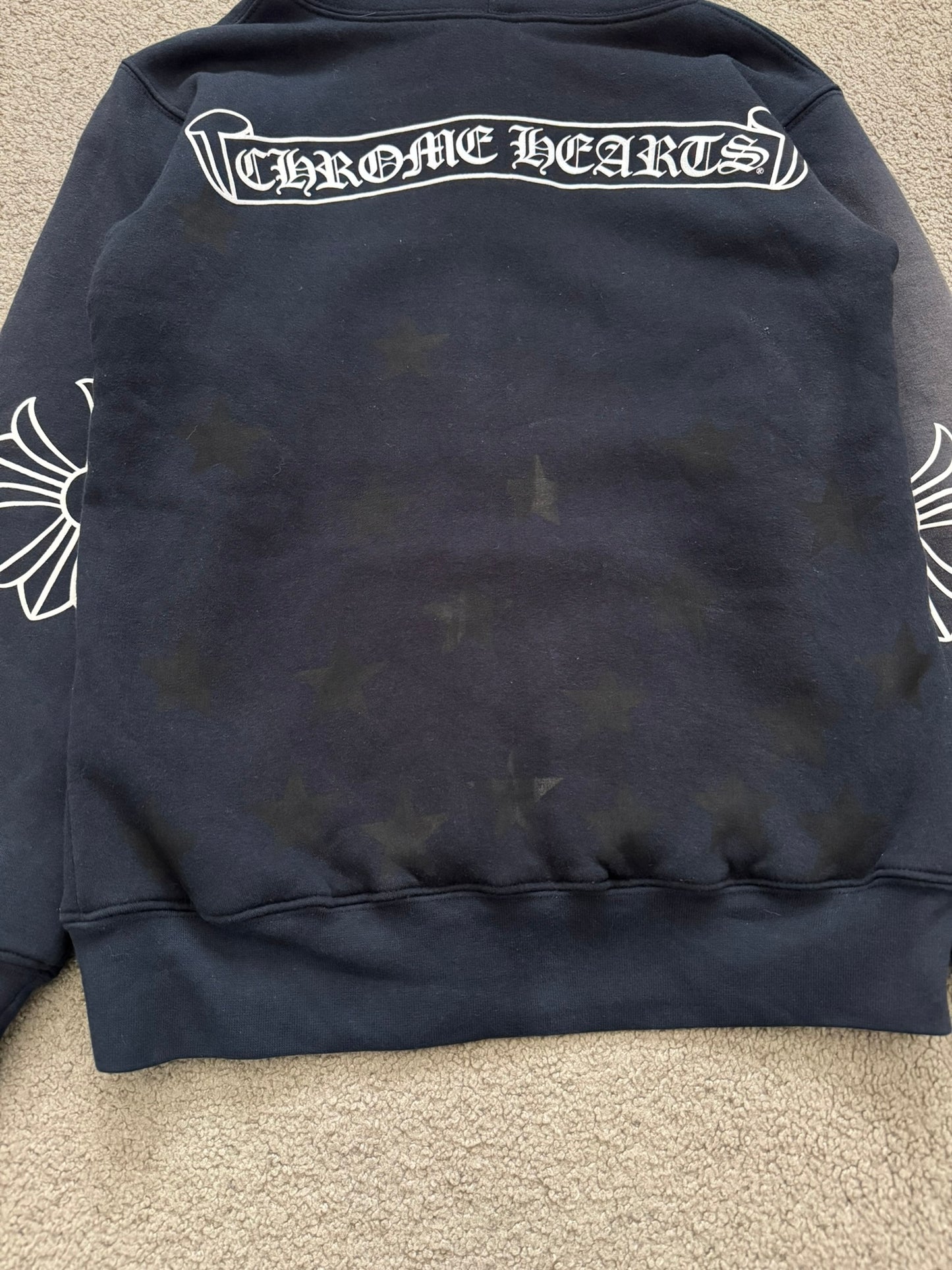 Vintage Chrome Hearts Thermal Scroll & Stars Dagger Zip Up Hoodie