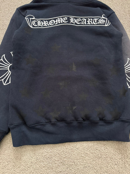 Vintage Chrome Hearts Thermal Scroll & Stars Dagger Zip Up Hoodie