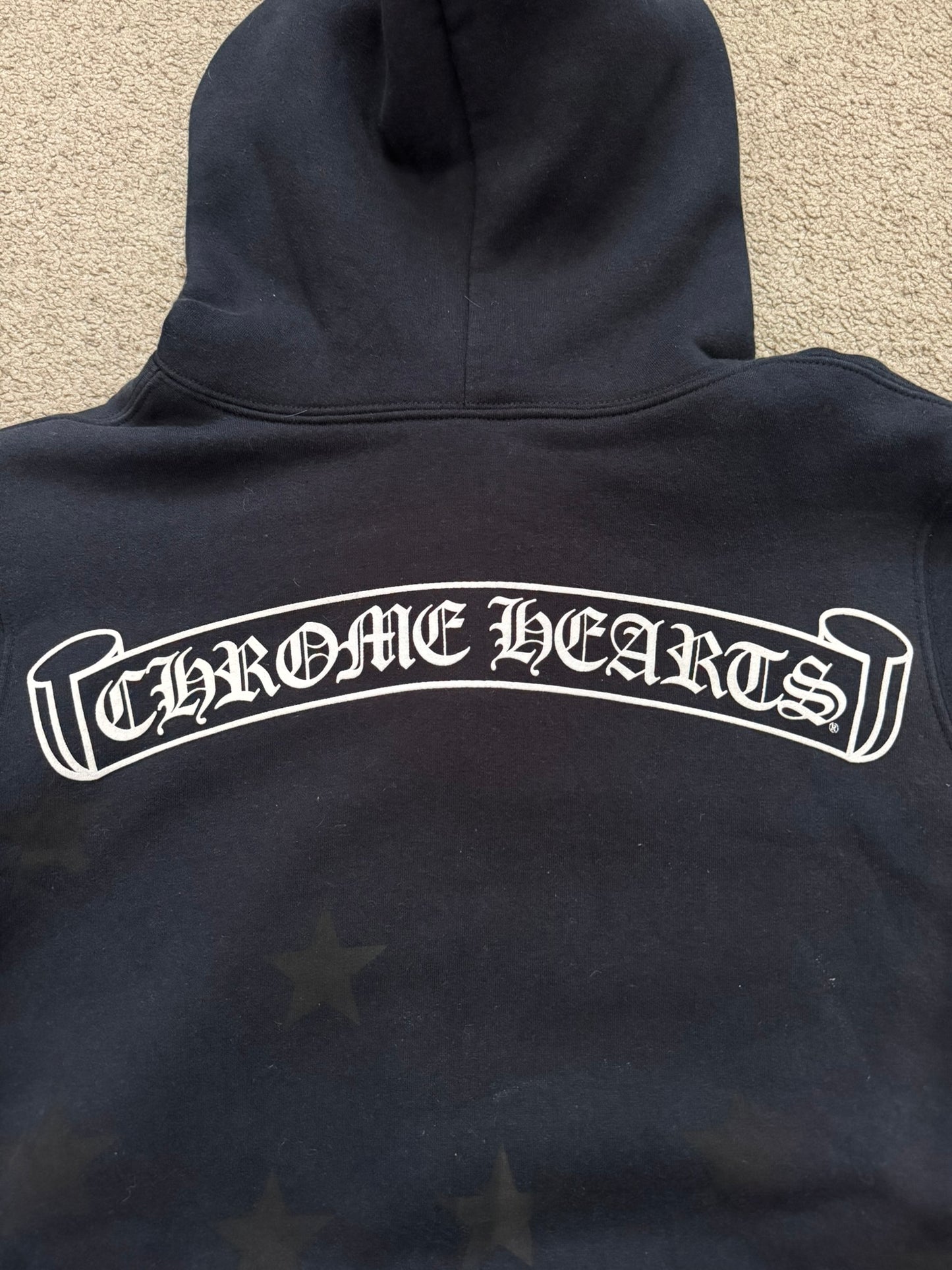 Vintage Chrome Hearts Thermal Scroll & Stars Dagger Zip Up Hoodie