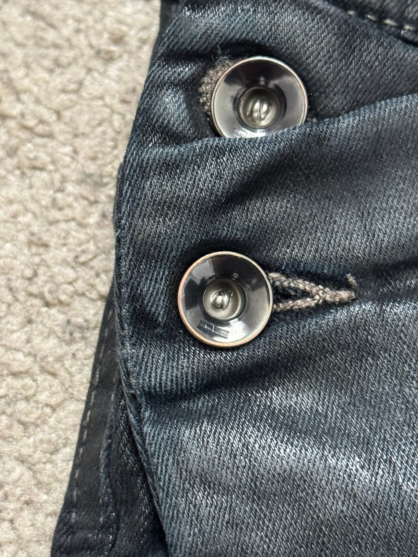 SS16 Rick Owens DRKSHDW Black Waxed Memphis Biker Denim Jeans