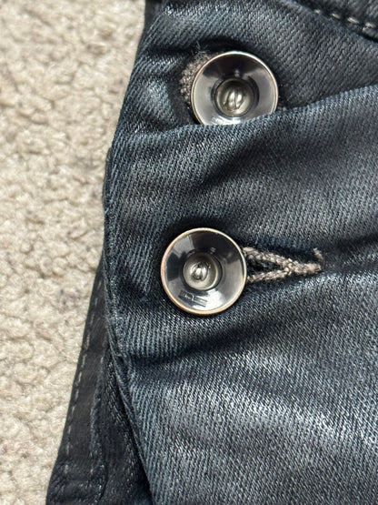 SS16 Rick Owens DRKSHDW Black Waxed Memphis Biker Denim Jeans