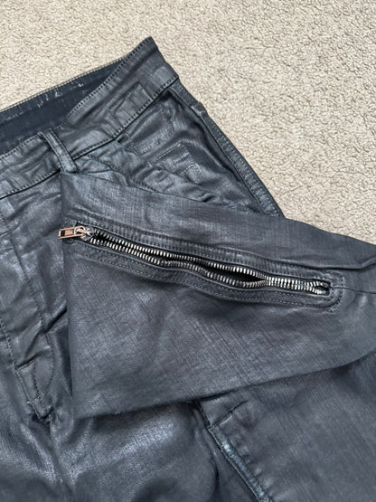 SS16 Rick Owens DRKSHDW Black Waxed Memphis Biker Denim Jeans