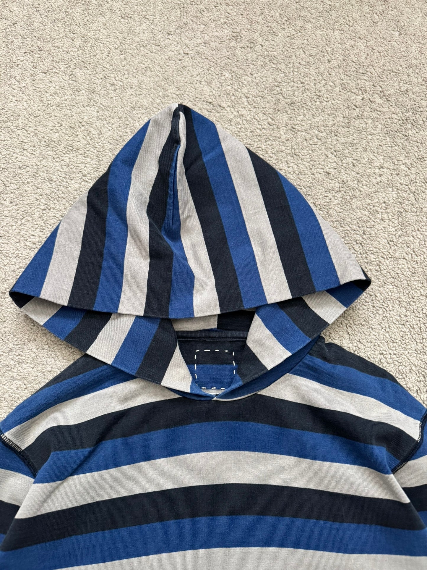 FW14 Visvim Blue/Black/White Striped Pullover Hoodie