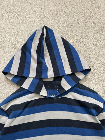 FW14 Visvim Blue/Black/White Striped Pullover Hoodie