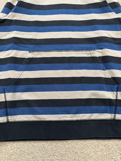 FW14 Visvim Blue/Black/White Striped Pullover Hoodie