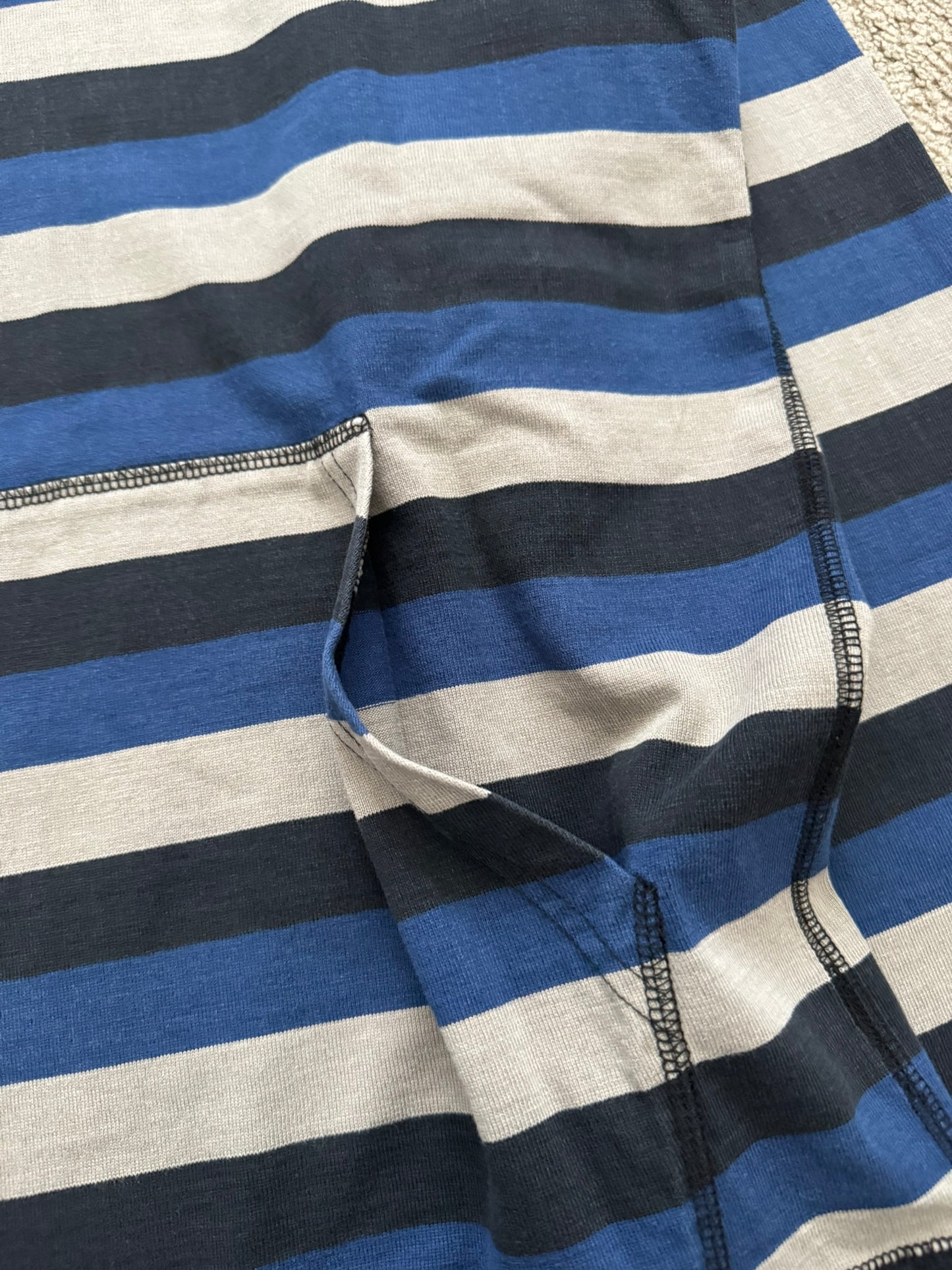 FW14 Visvim Blue/Black/White Striped Pullover Hoodie