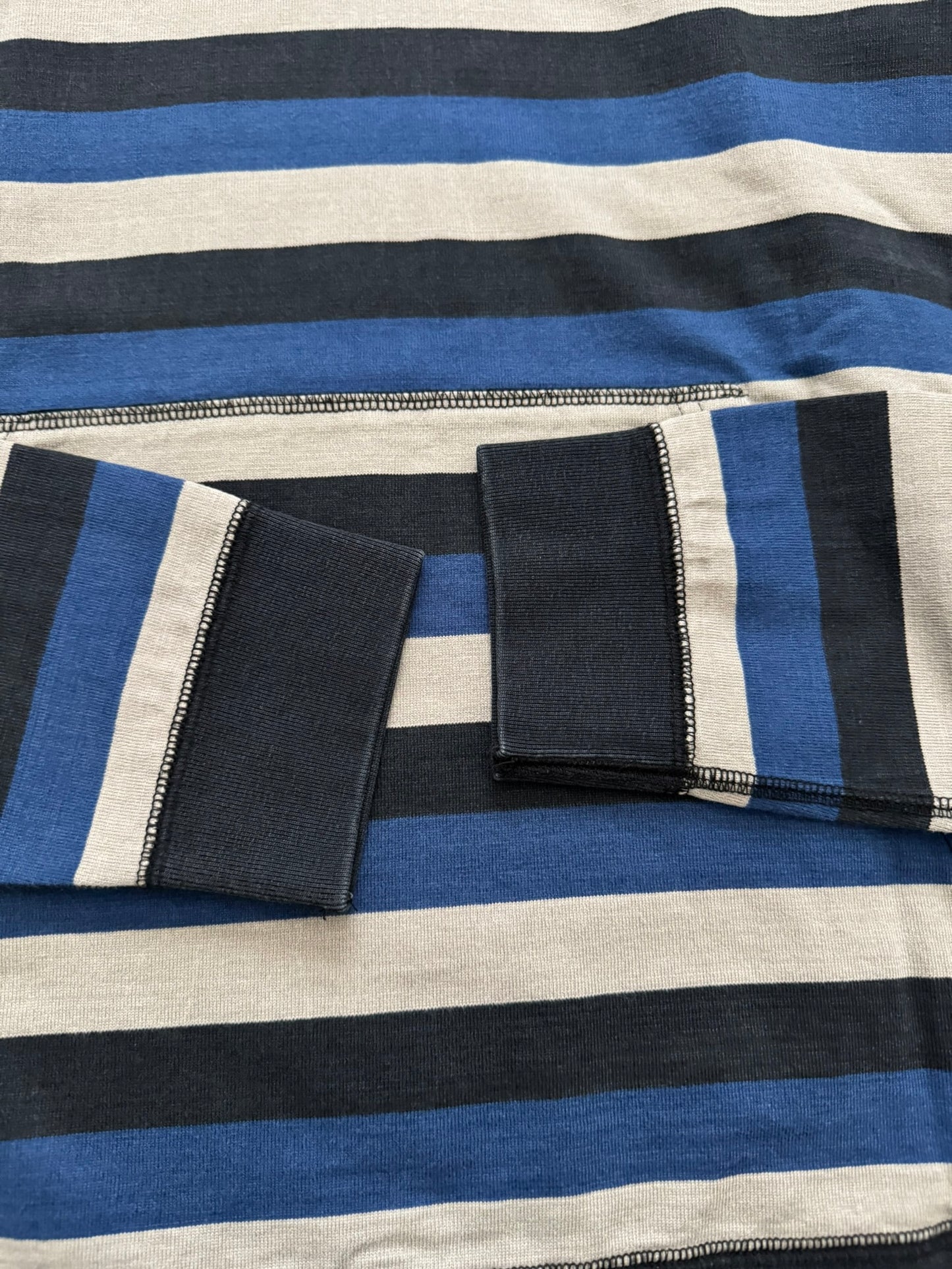 FW14 Visvim Blue/Black/White Striped Pullover Hoodie