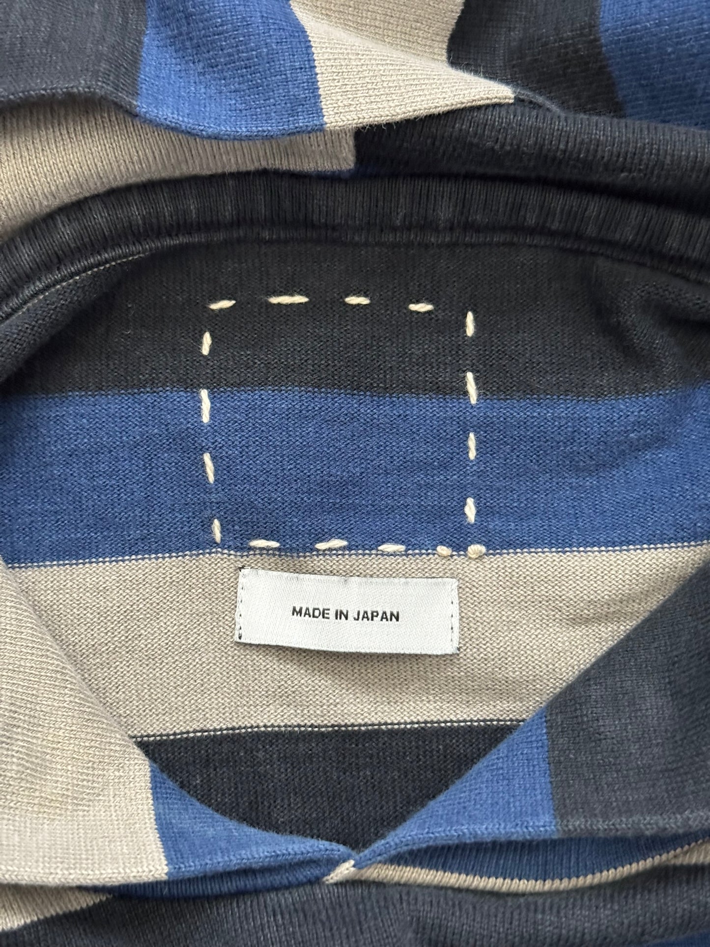 FW14 Visvim Blue/Black/White Striped Pullover Hoodie