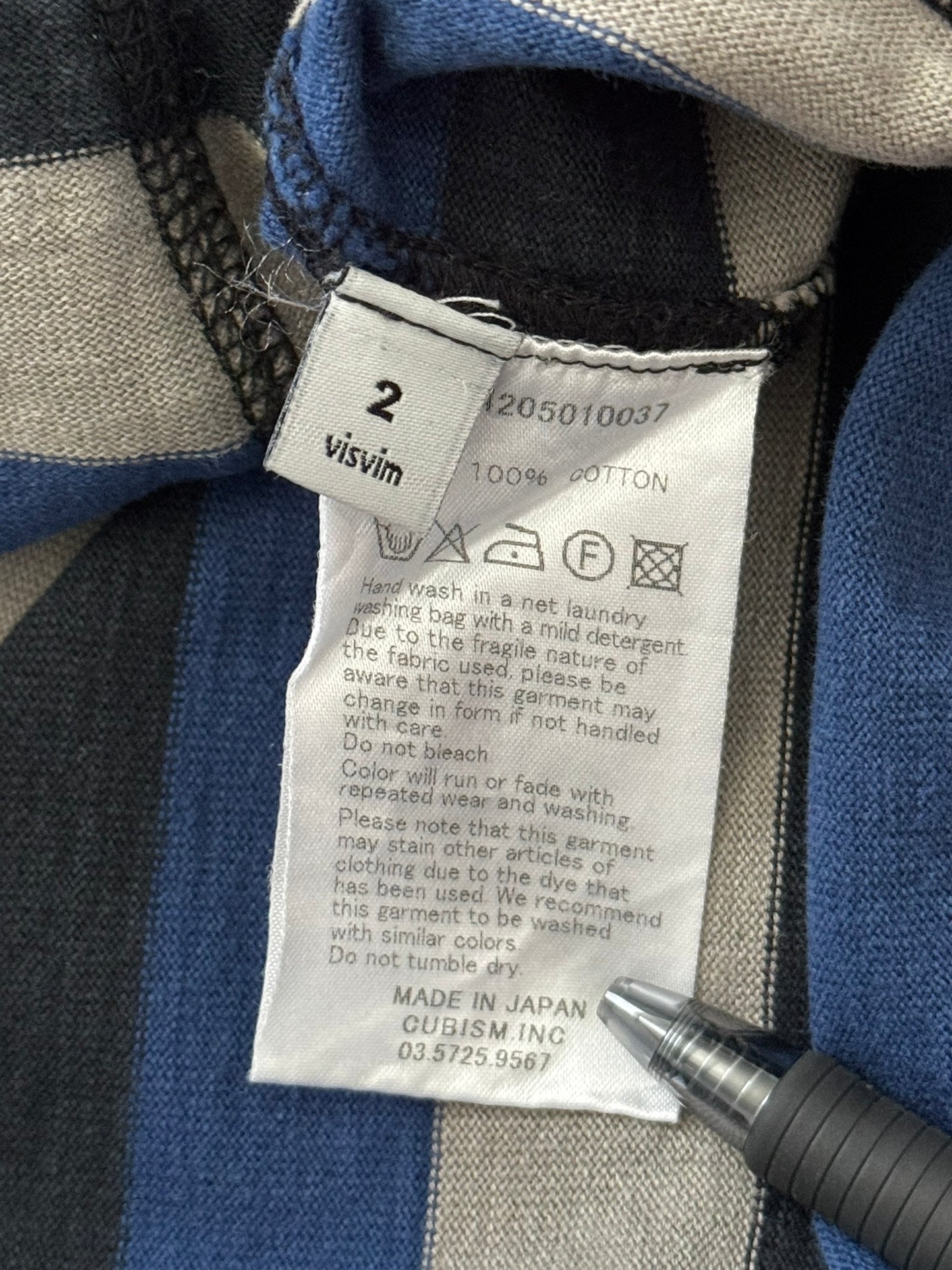 FW14 Visvim Blue/Black/White Striped Pullover Hoodie