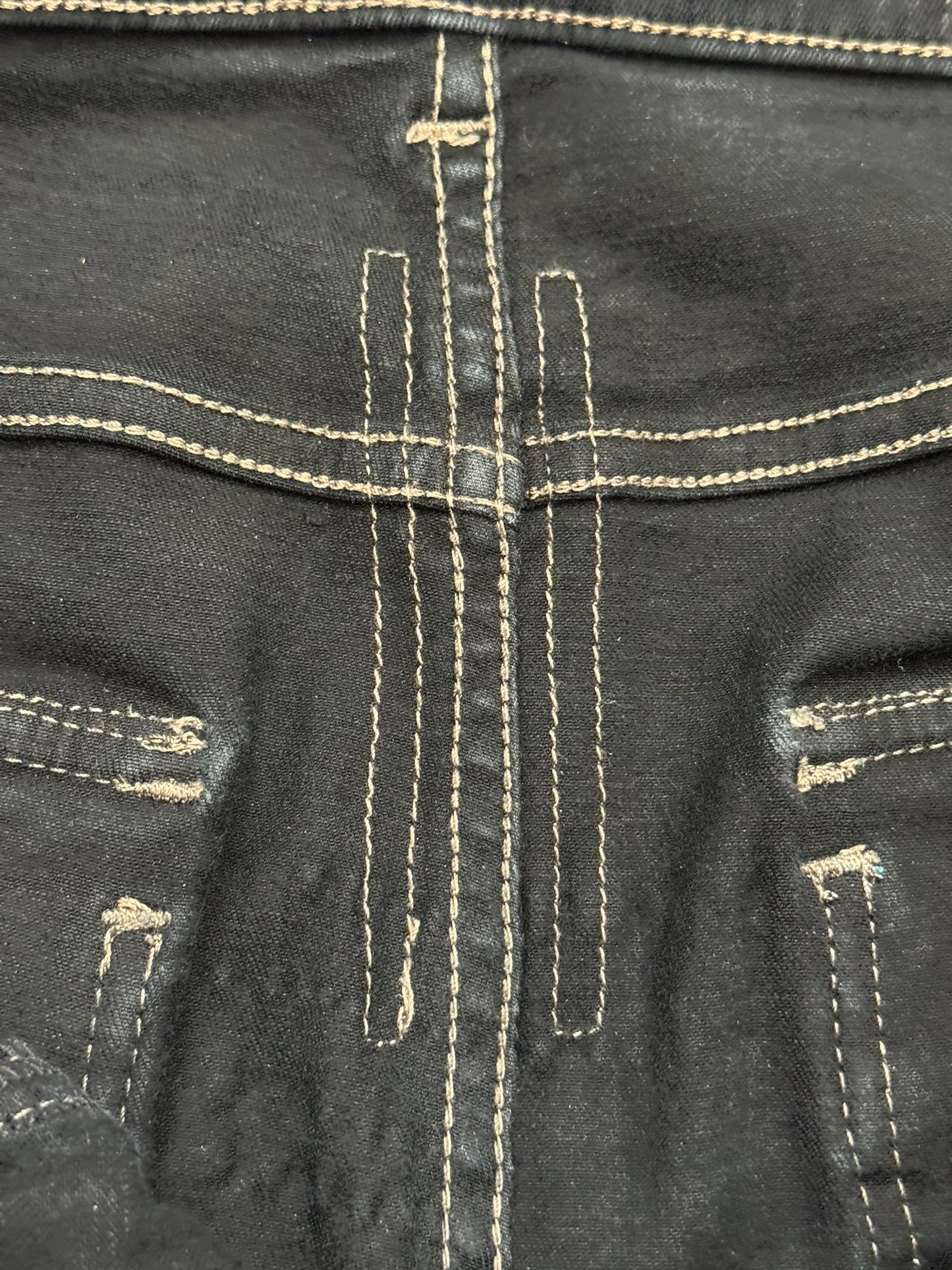SS16 Rick Owens DRKSHDW Black Waxed Memphis Biker Denim Jeans