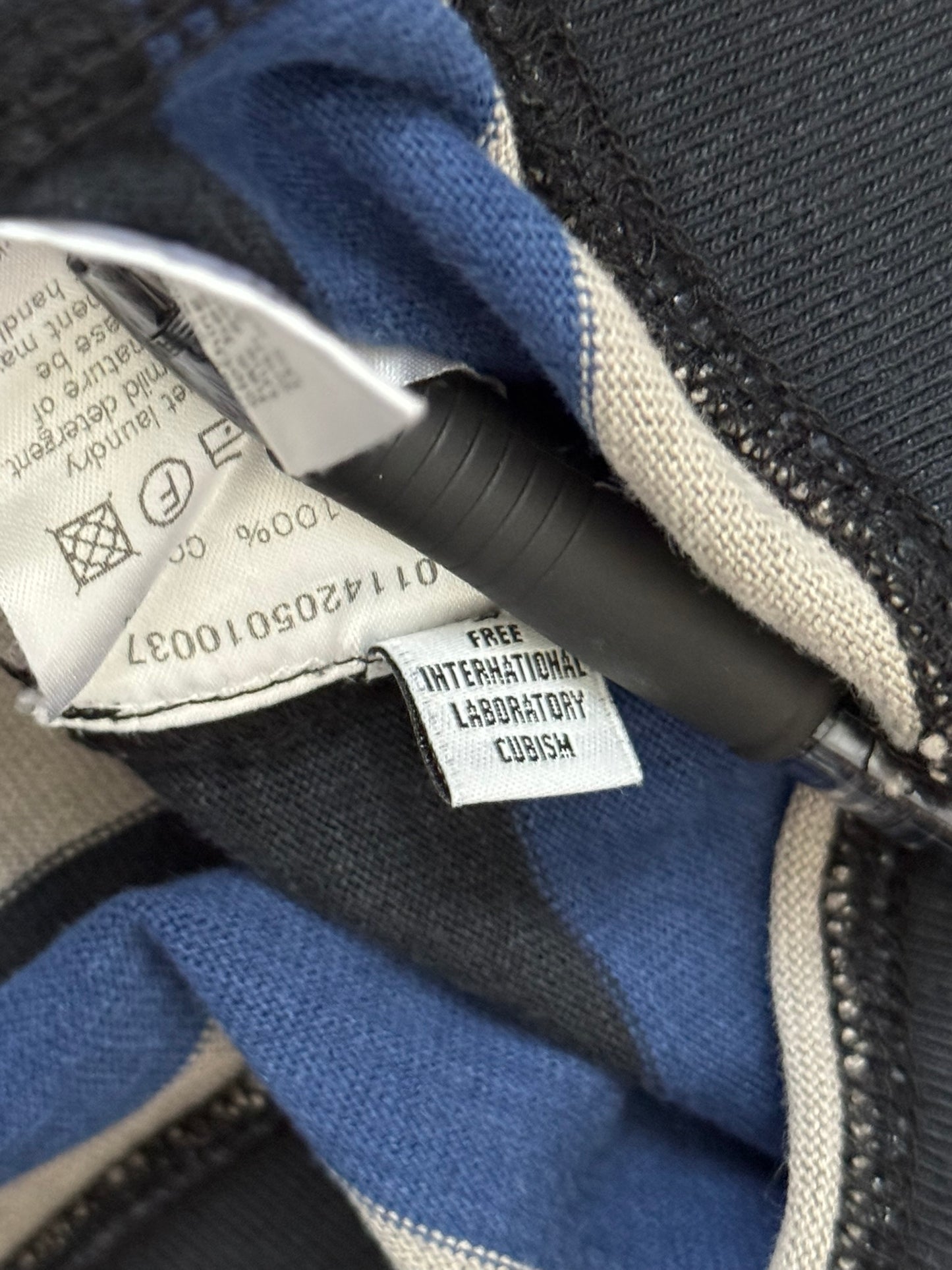 FW14 Visvim Blue/Black/White Striped Pullover Hoodie