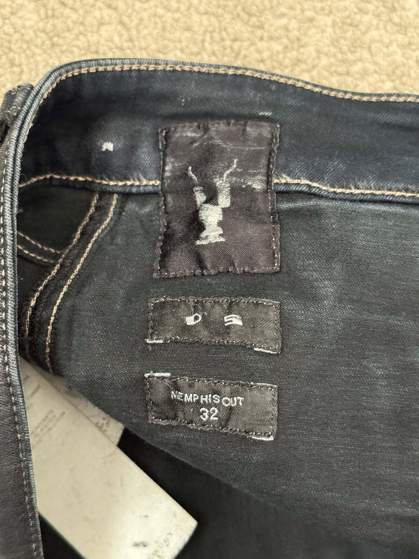 SS16 Rick Owens DRKSHDW Black Waxed Memphis Biker Denim Jeans