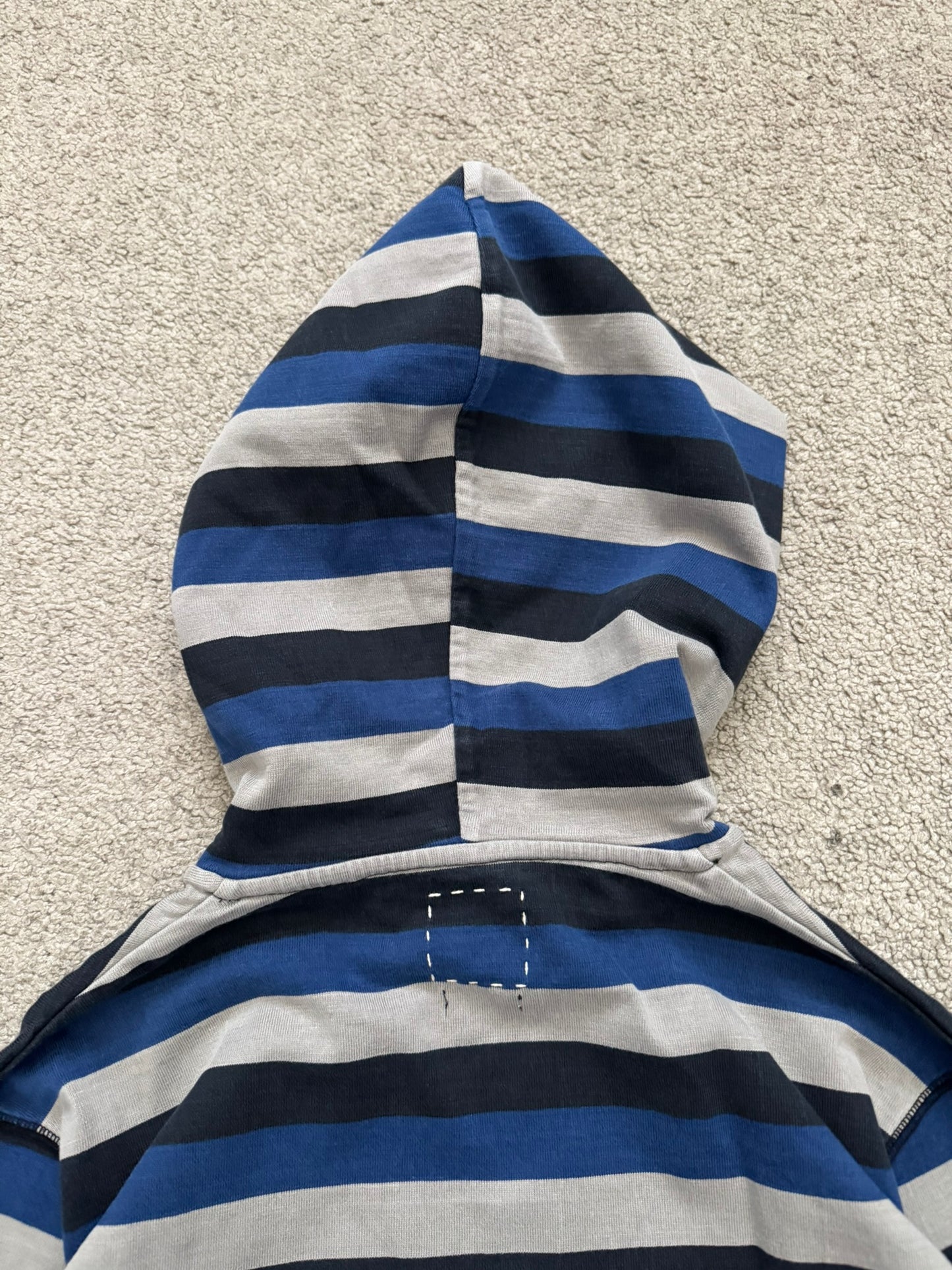 FW14 Visvim Blue/Black/White Striped Pullover Hoodie