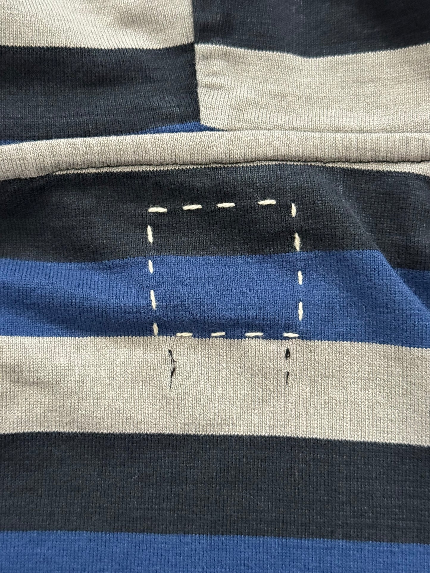 FW14 Visvim Blue/Black/White Striped Pullover Hoodie