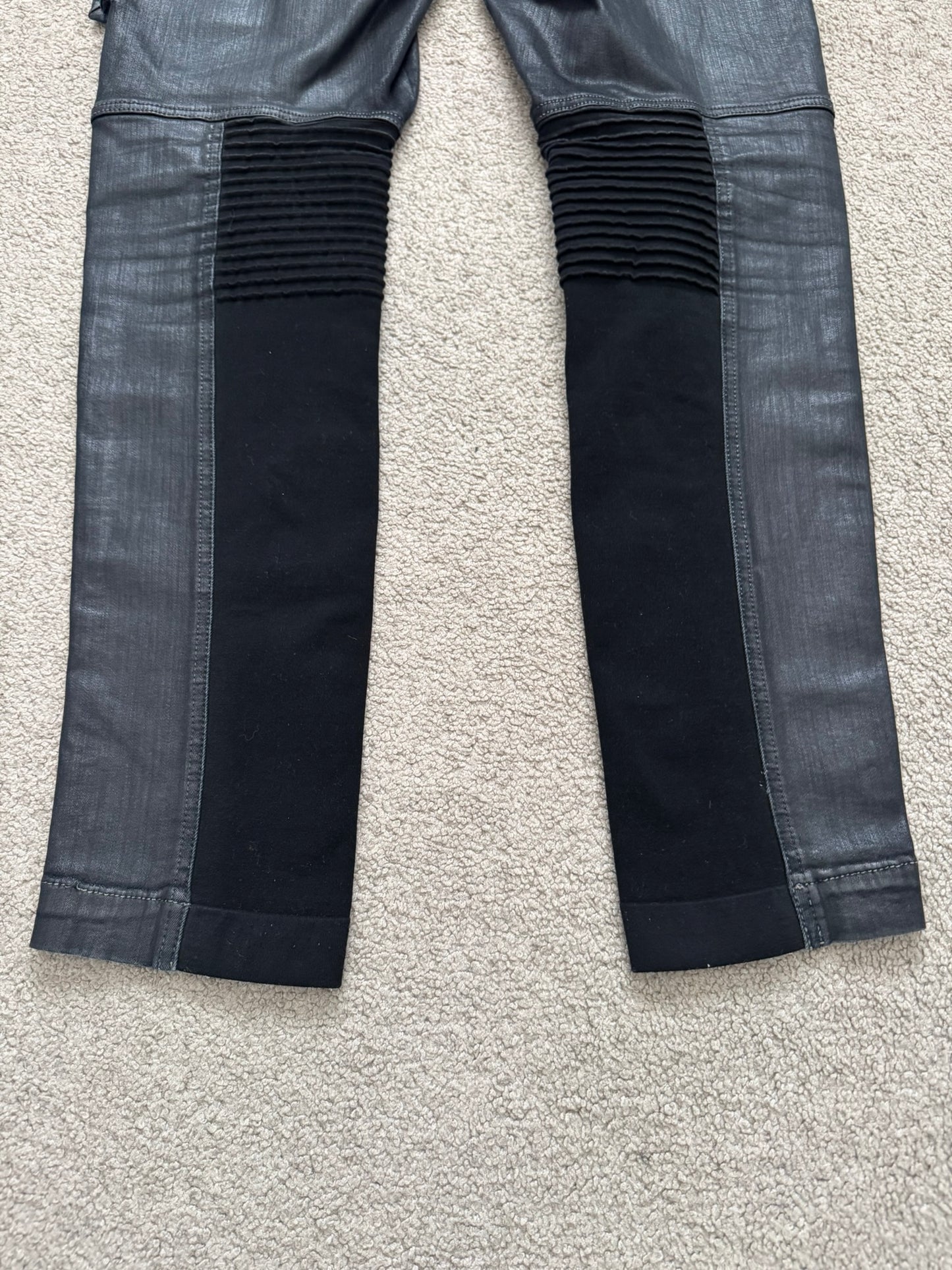SS16 Rick Owens DRKSHDW Black Waxed Memphis Biker Denim Jeans