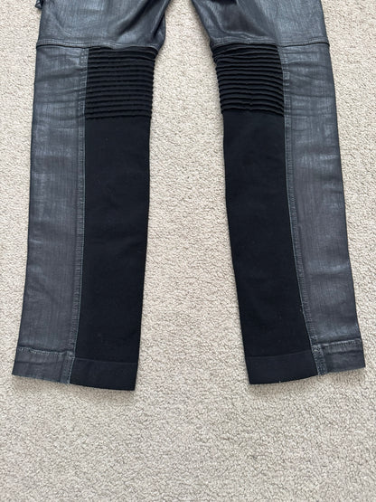 SS16 Rick Owens DRKSHDW Black Waxed Memphis Biker Denim Jeans
