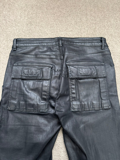 SS16 Rick Owens DRKSHDW Black Waxed Memphis Biker Denim Jeans