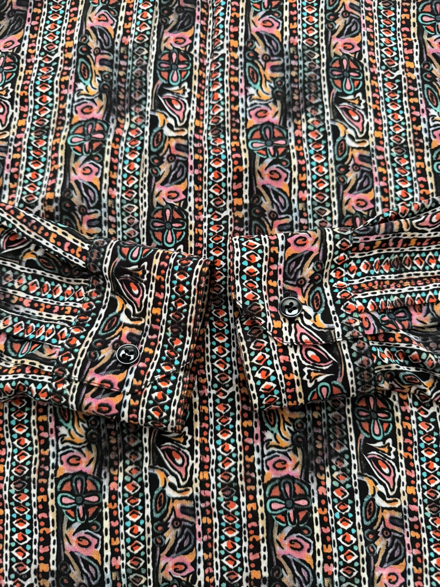 SS17 Saint Laurent Paris Mulberry Silk Psychedelic Print Shirt