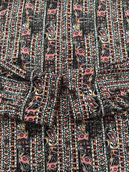 SS17 Saint Laurent Paris Mulberry Silk Psychedelic Print Shirt