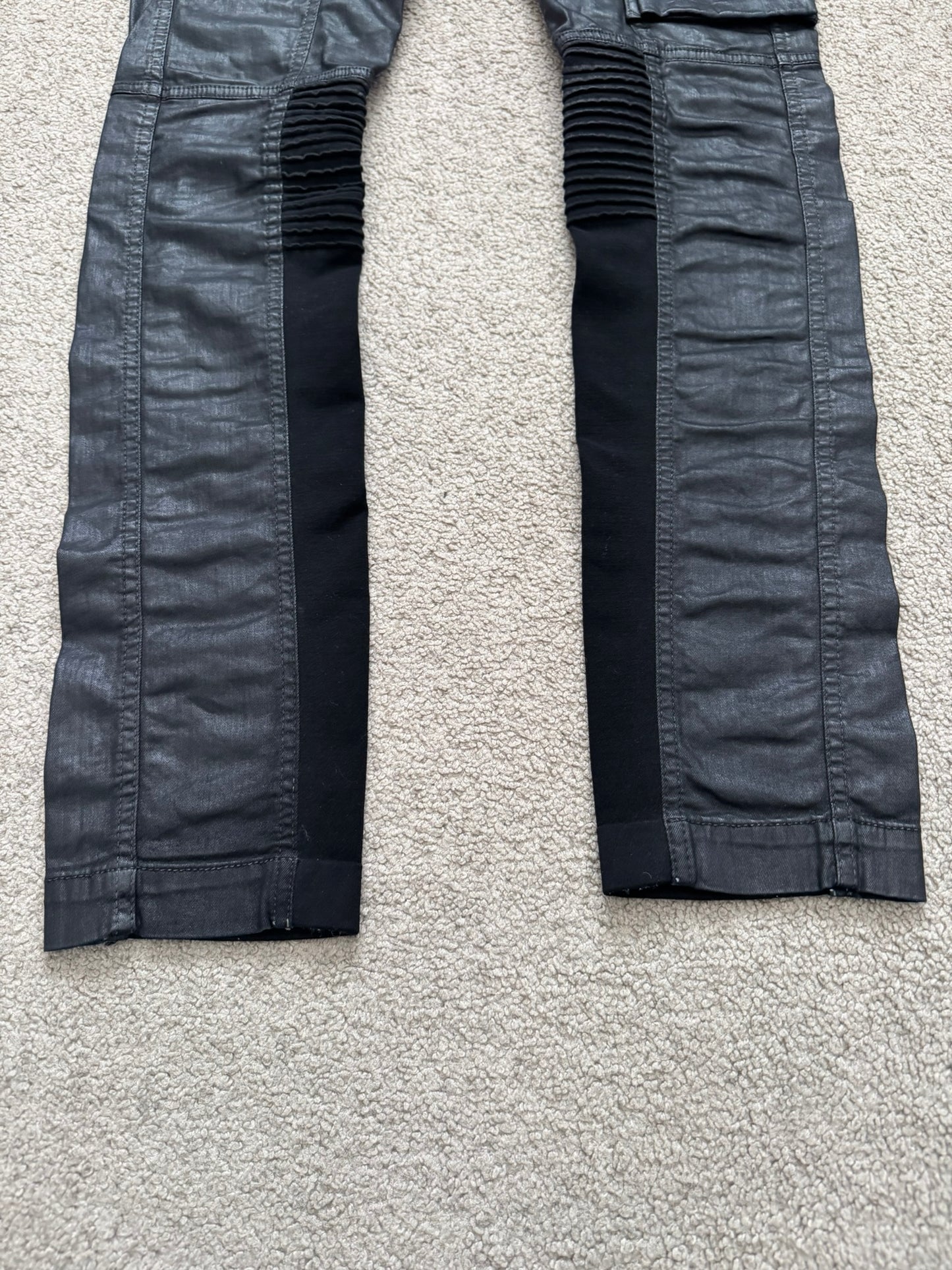 SS16 Rick Owens DRKSHDW Black Waxed Memphis Biker Denim Jeans