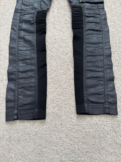 SS16 Rick Owens DRKSHDW Black Waxed Memphis Biker Denim Jeans