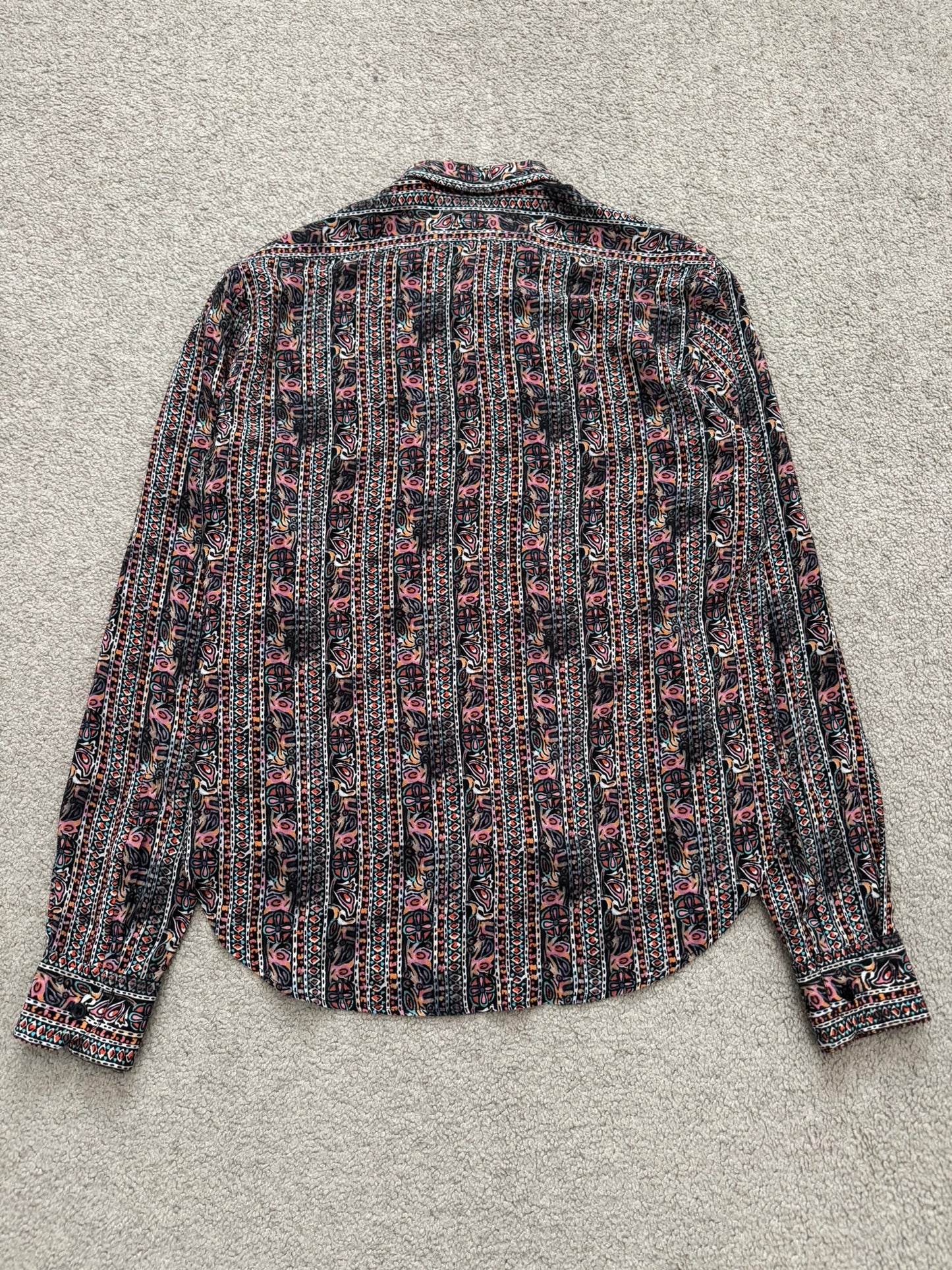 SS17 Saint Laurent Paris Mulberry Silk Psychedelic Print Shirt