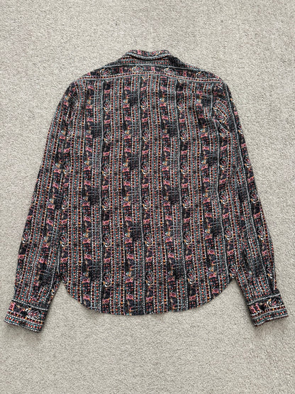 SS17 Saint Laurent Paris Mulberry Silk Psychedelic Print Shirt