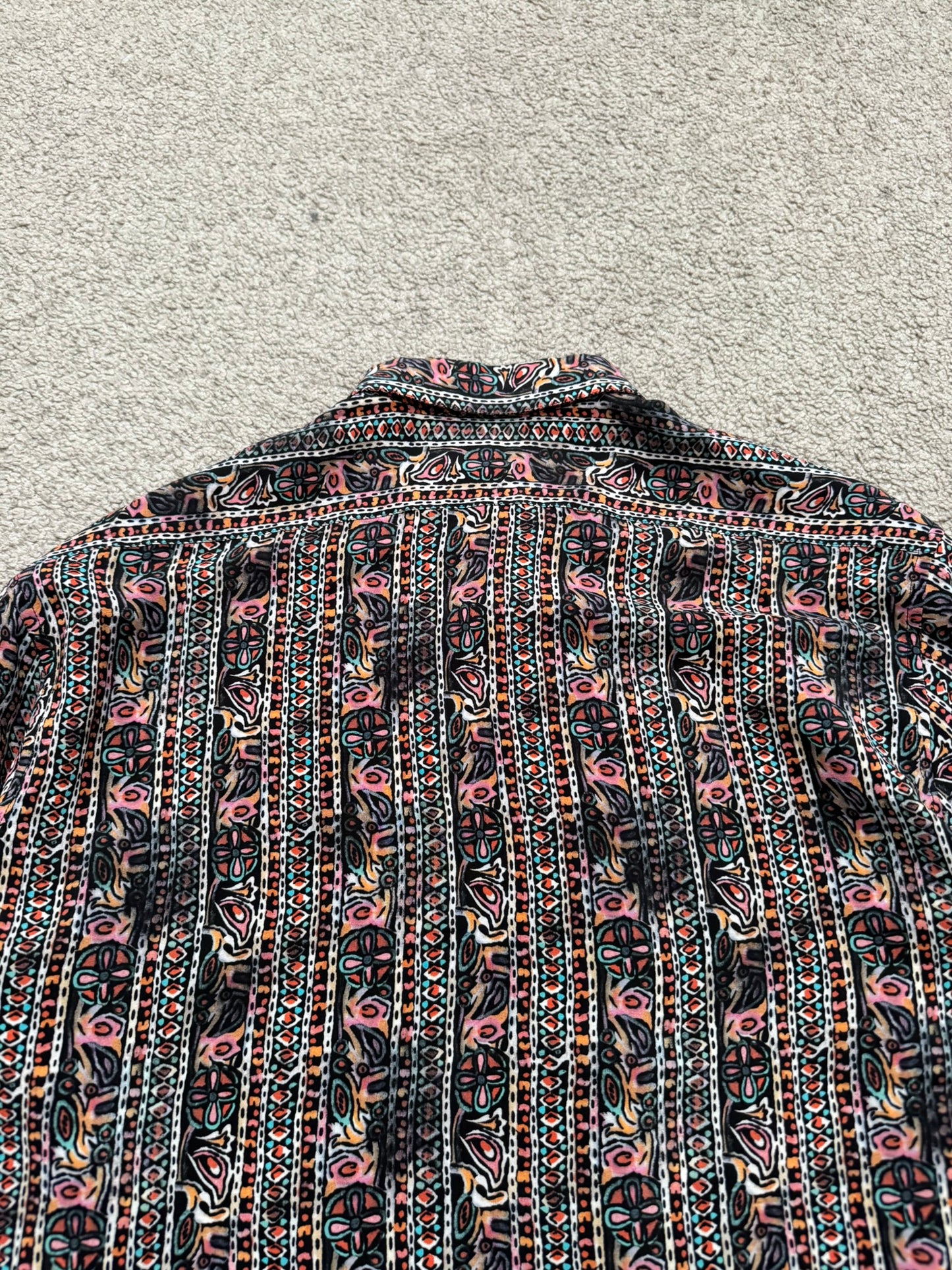 SS17 Saint Laurent Paris Mulberry Silk Psychedelic Print Shirt